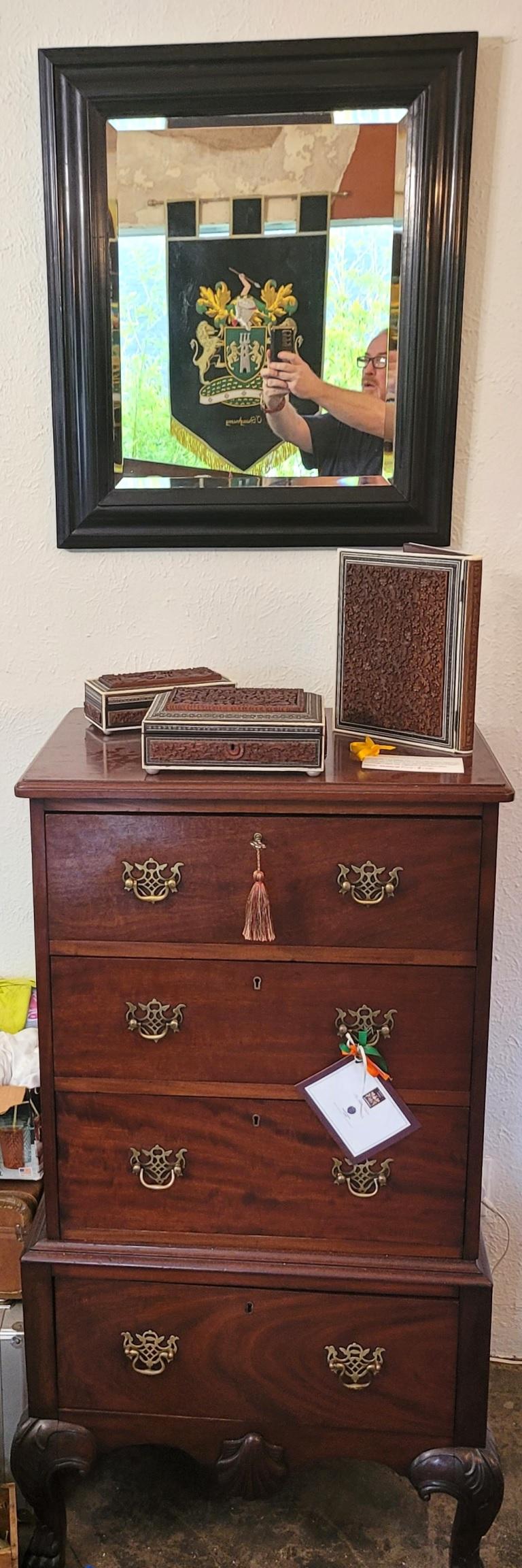 19th Century American Ebony Mirror with Bevelled Glass For Sale 10