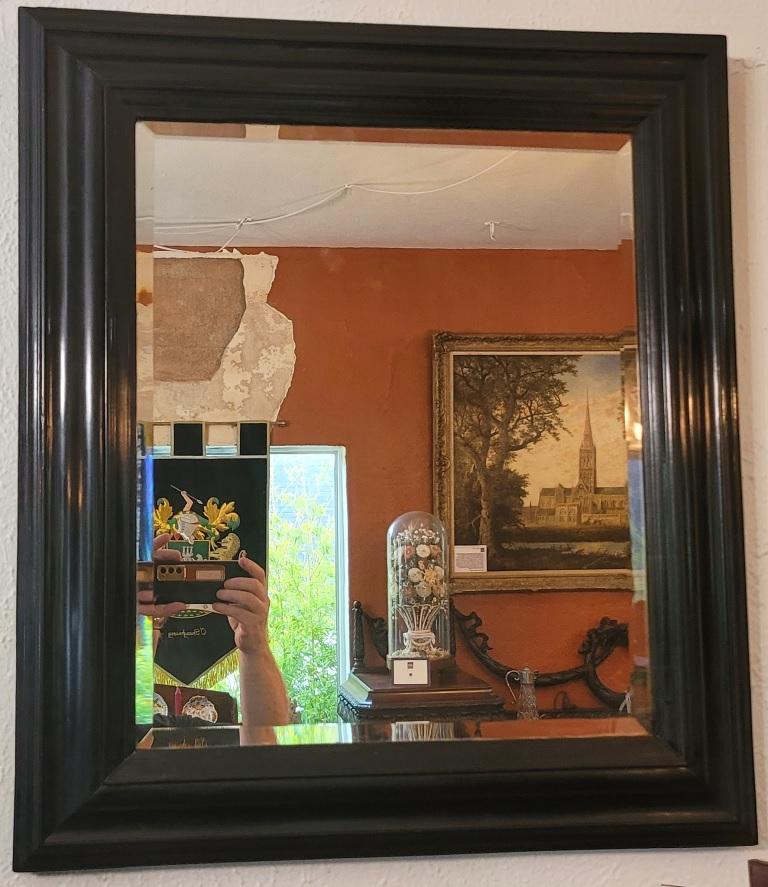 19th Century American Ebony Mirror with Bevelled Glass In Good Condition For Sale In Dallas, TX