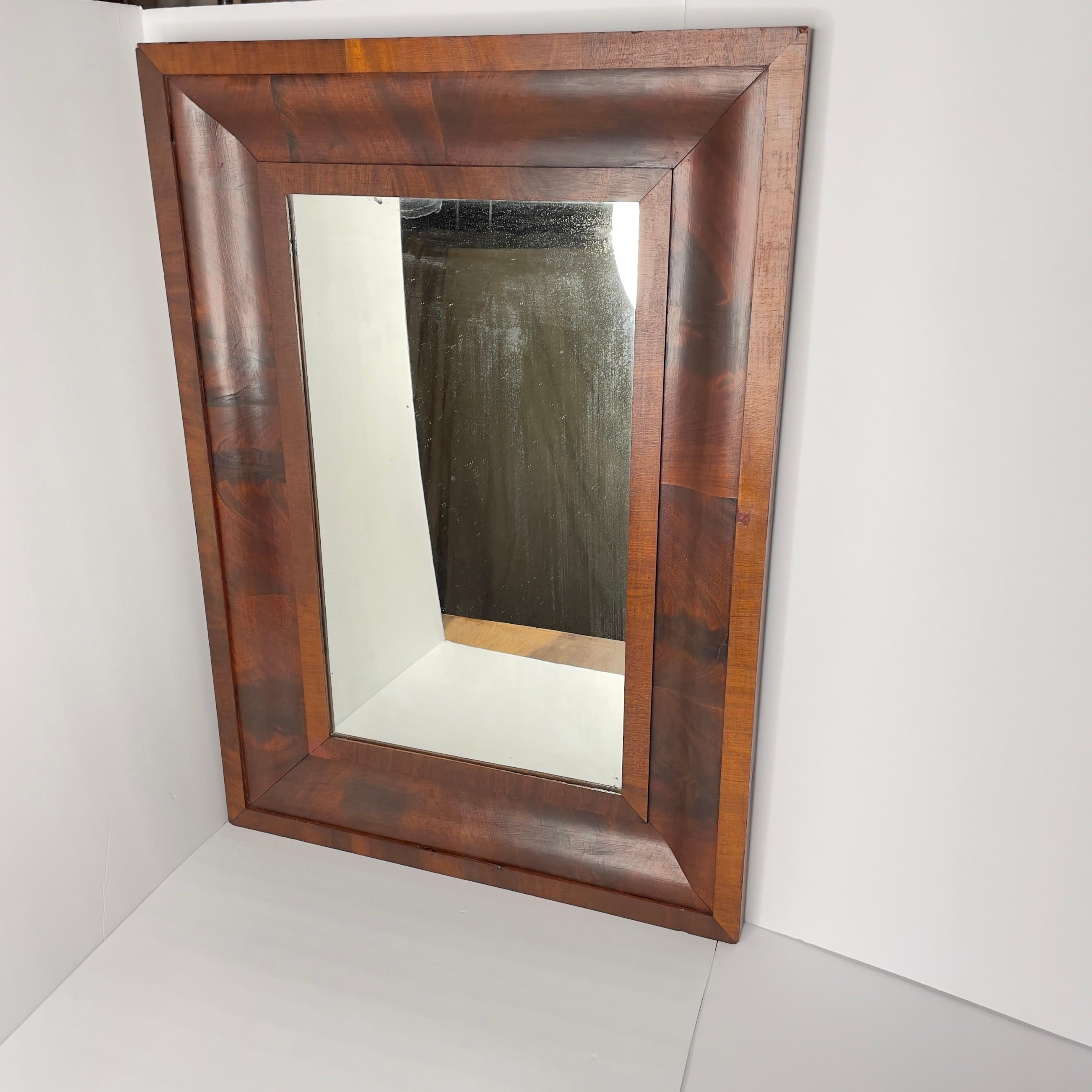 19th Century American Empire Flame Mahogany Ogee Wall Mirror 7