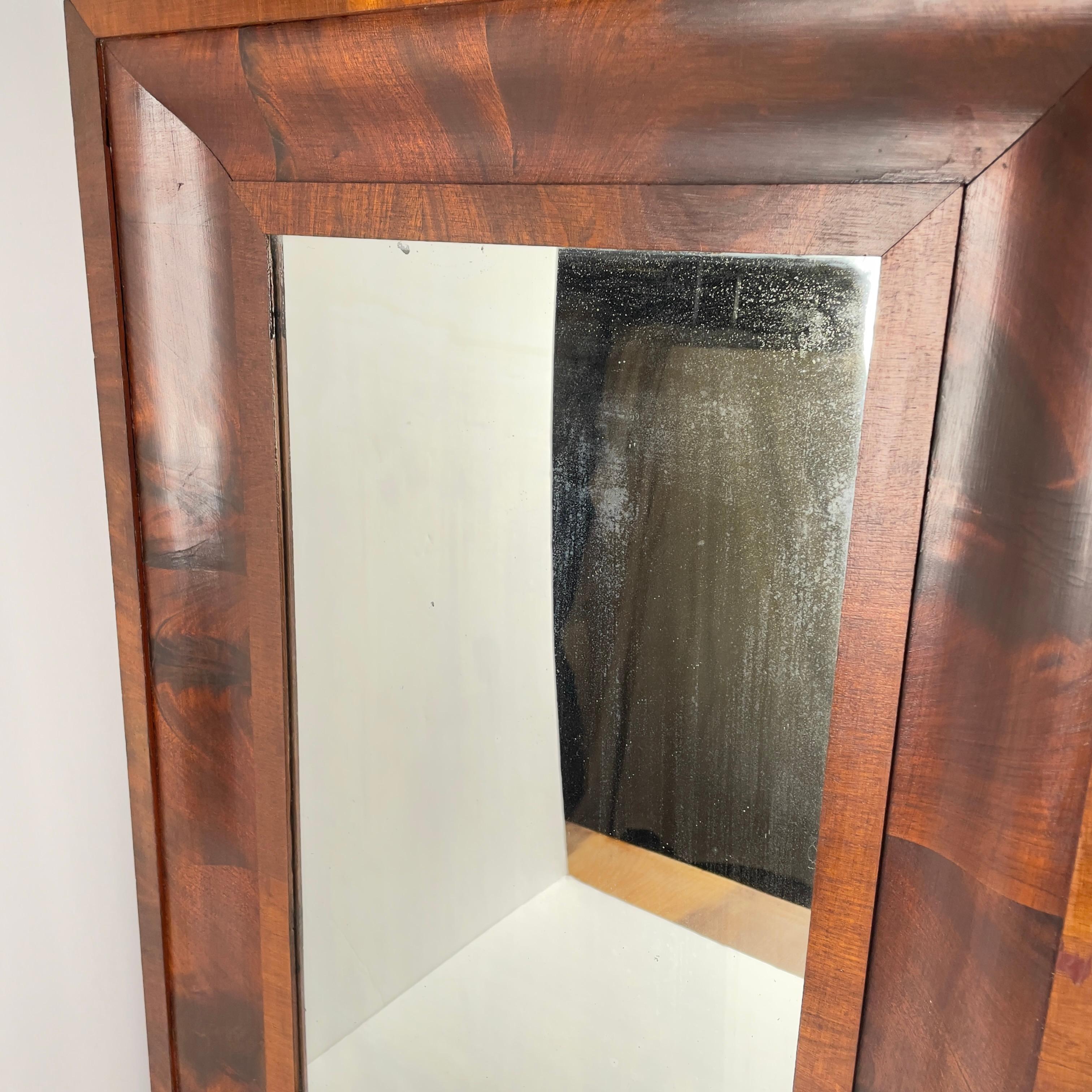 19th Century American Empire Flame Mahogany Ogee Wall Mirror 4