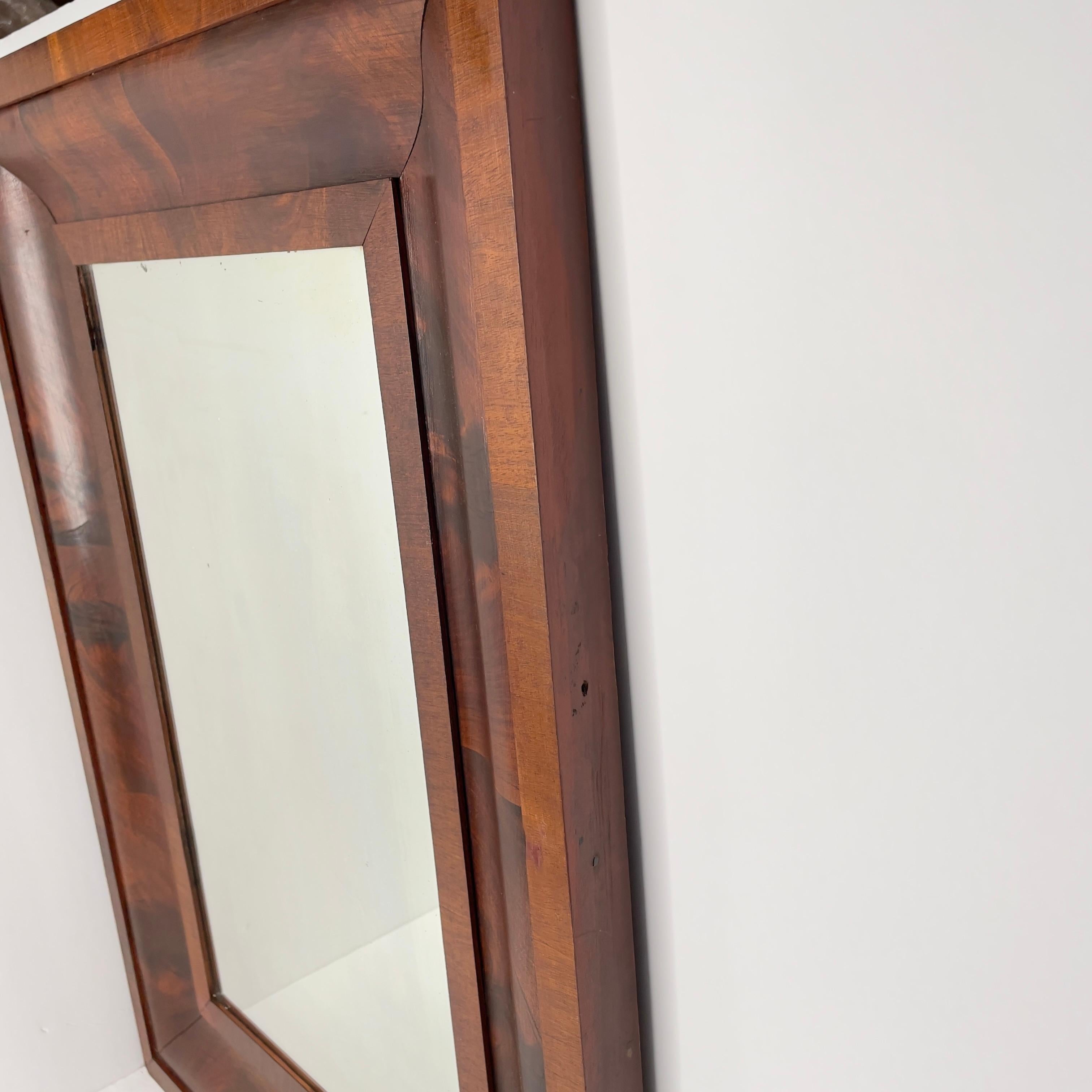 19th Century American Empire Flame Mahogany Ogee Wall Mirror 6