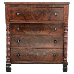 Antique 19th Century American Empire Flamed Mahogany Chest of Drawers