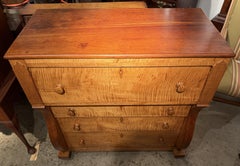 19th Century American Empire Four Drawer Chest in Tiger Maple