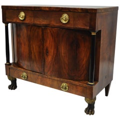 19th Century American Empire Lion Claw Foot Crotch Mahogany Server Cabinet