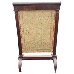 19th Century American Empire Mahogany and Needlepoint Fire Screen on Wheels