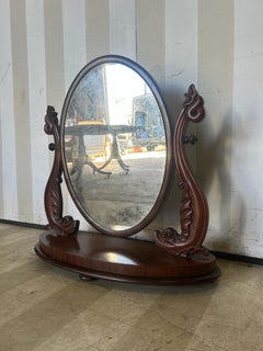 19th century american empire mahogany dressing mirror with dolphins