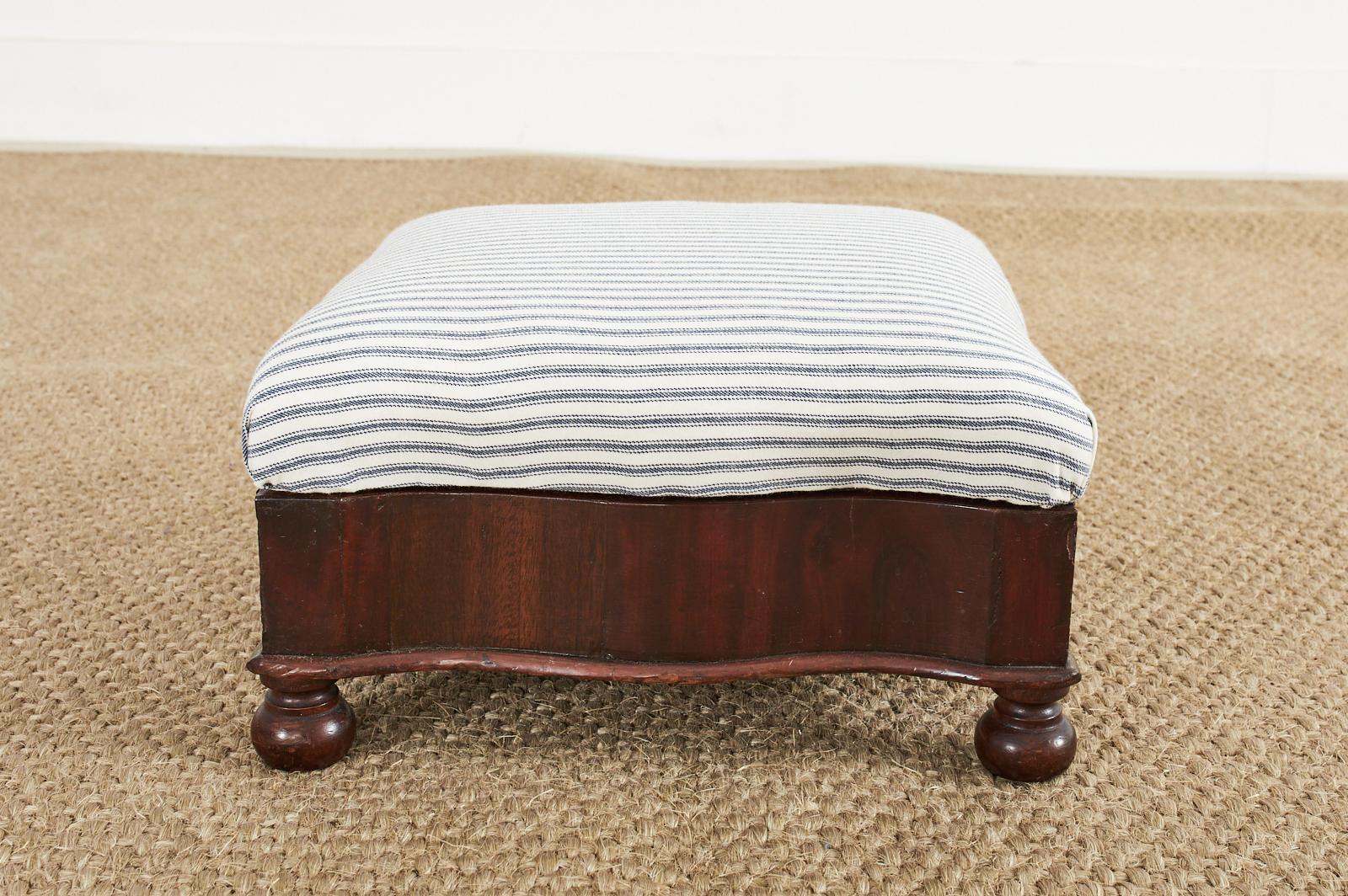 Hand-Crafted 19th Century American Empire Mahogany Footstool with Storage