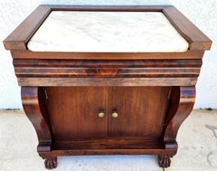 19th Century American Empire Mahogany & Marble Cabinet Side Petticoat Table