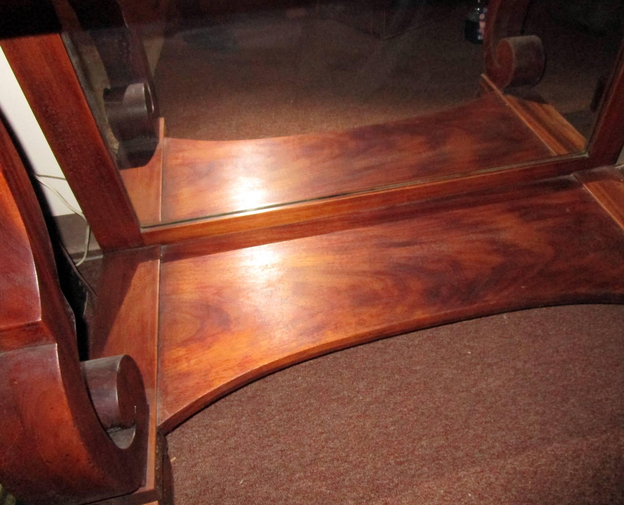 19th Century American Empire Mahogany Pier Table with Double Mirrors 2