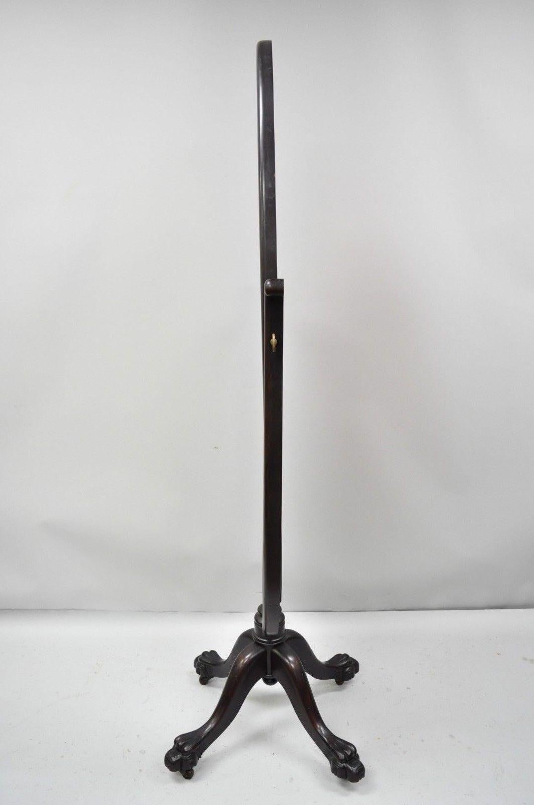 19th Century American Empire Mahogany Revolving Oval Cheval Dressing Mirror Tall 1