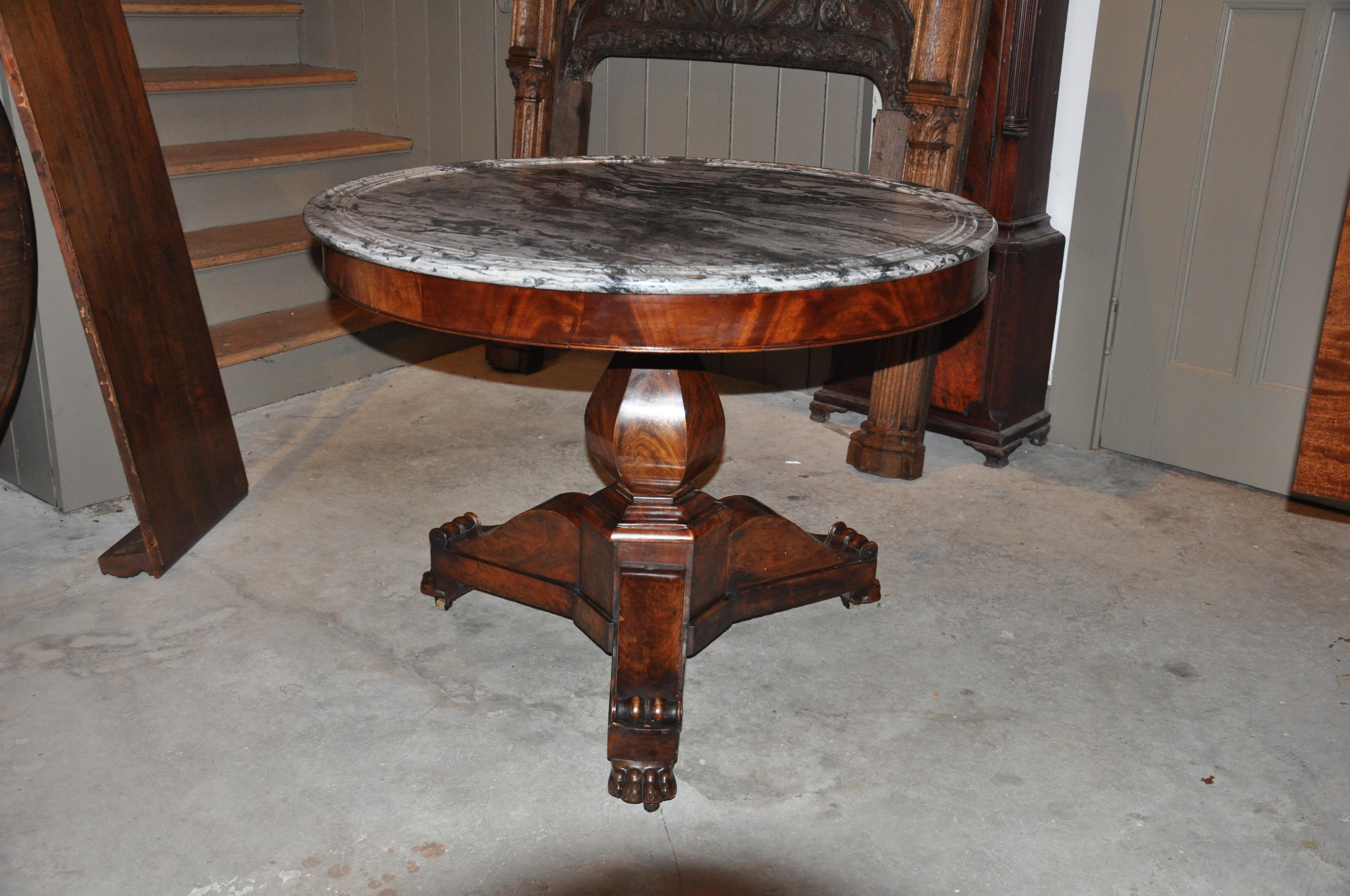 19th Century American Empire Marble-Top Center Table In Good Condition In Essex, MA