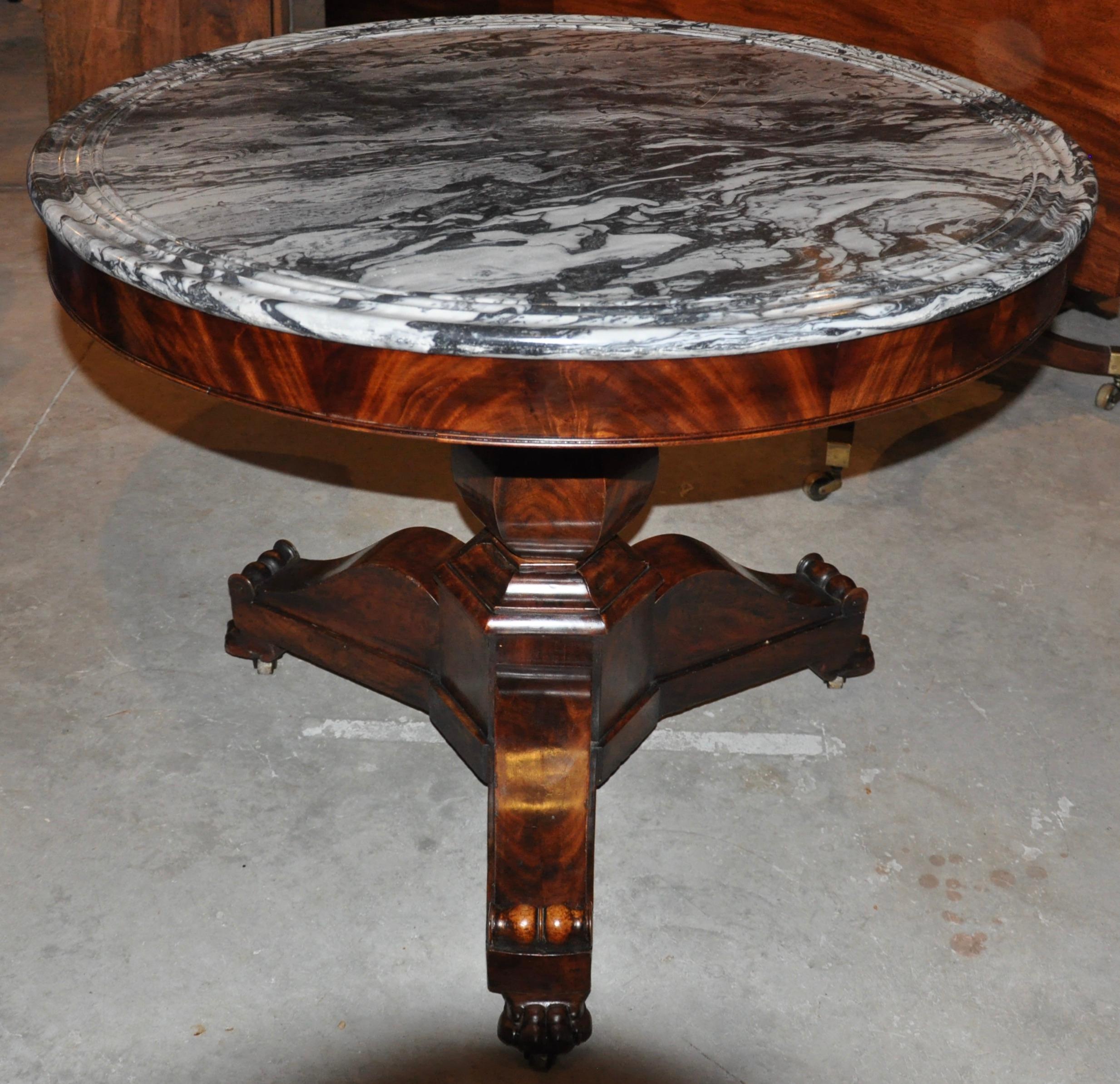 19th Century American Empire Marble-Top Center Table 2