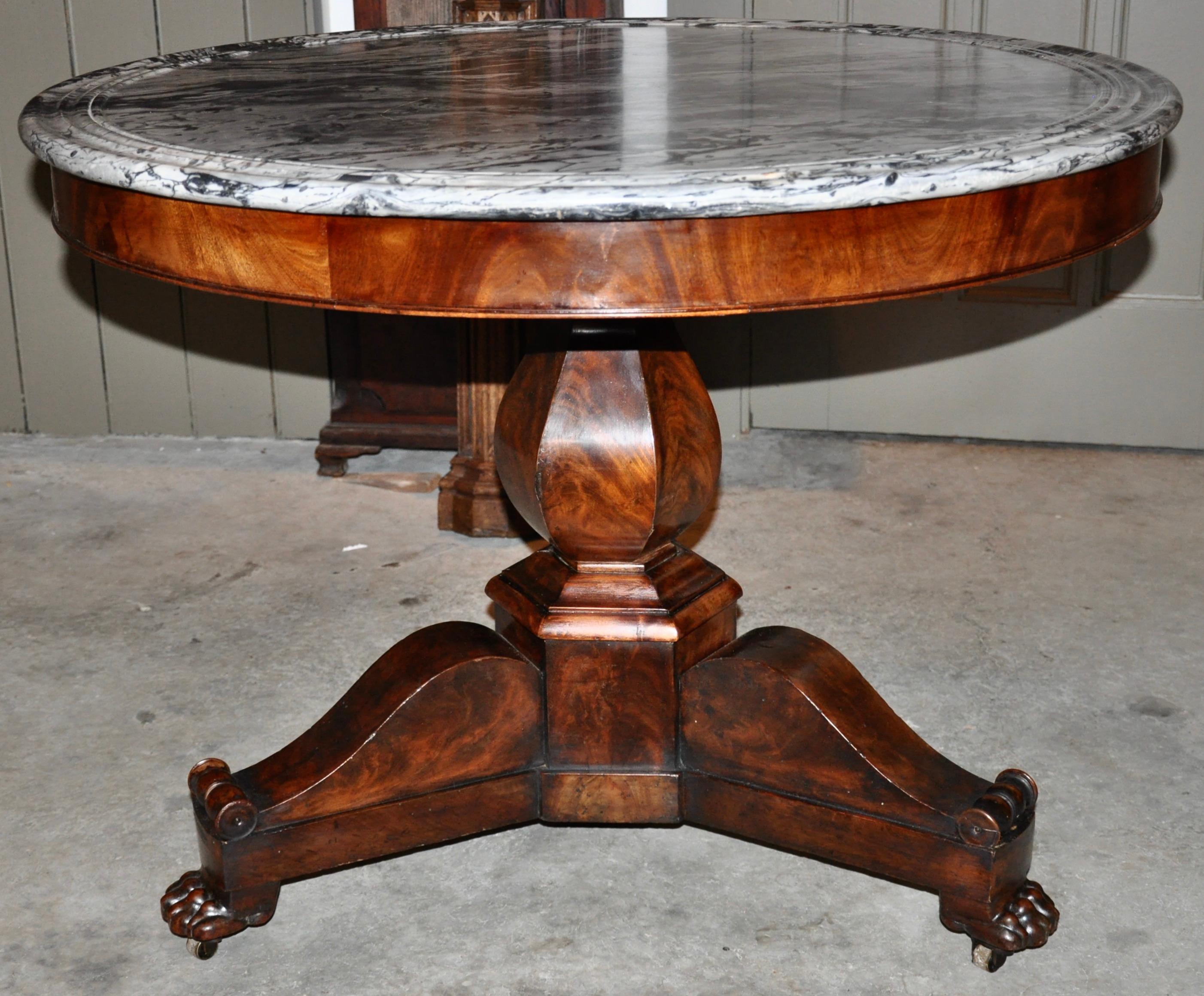19th Century American Empire Marble-Top Center Table 3