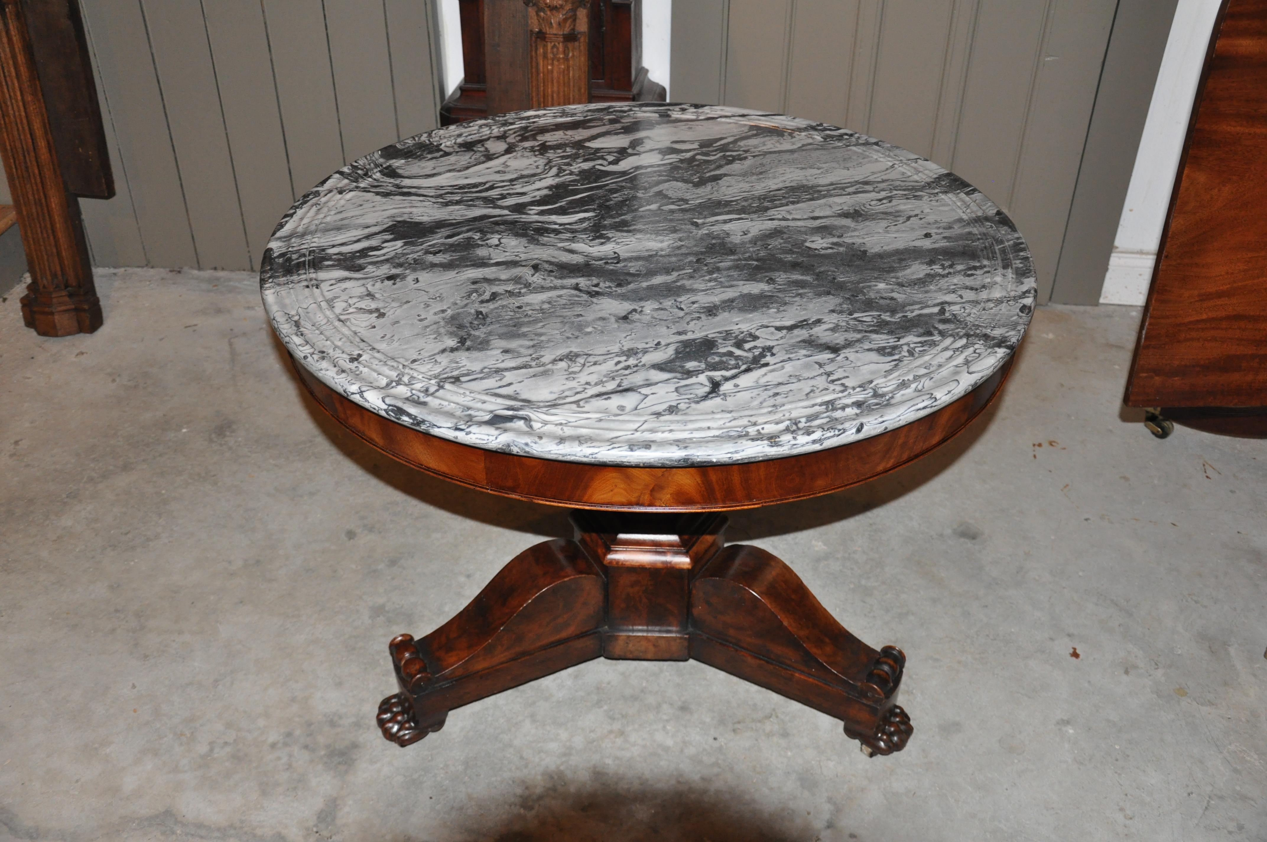 19th Century American Empire Marble-Top Center Table 4