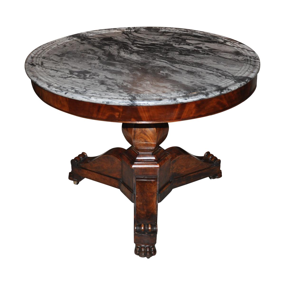 19th Century American Empire Marble-Top Center Table