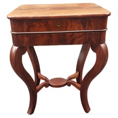 19th Century American Empire One-Drawer Flame Mahogany Sewing or Work Table