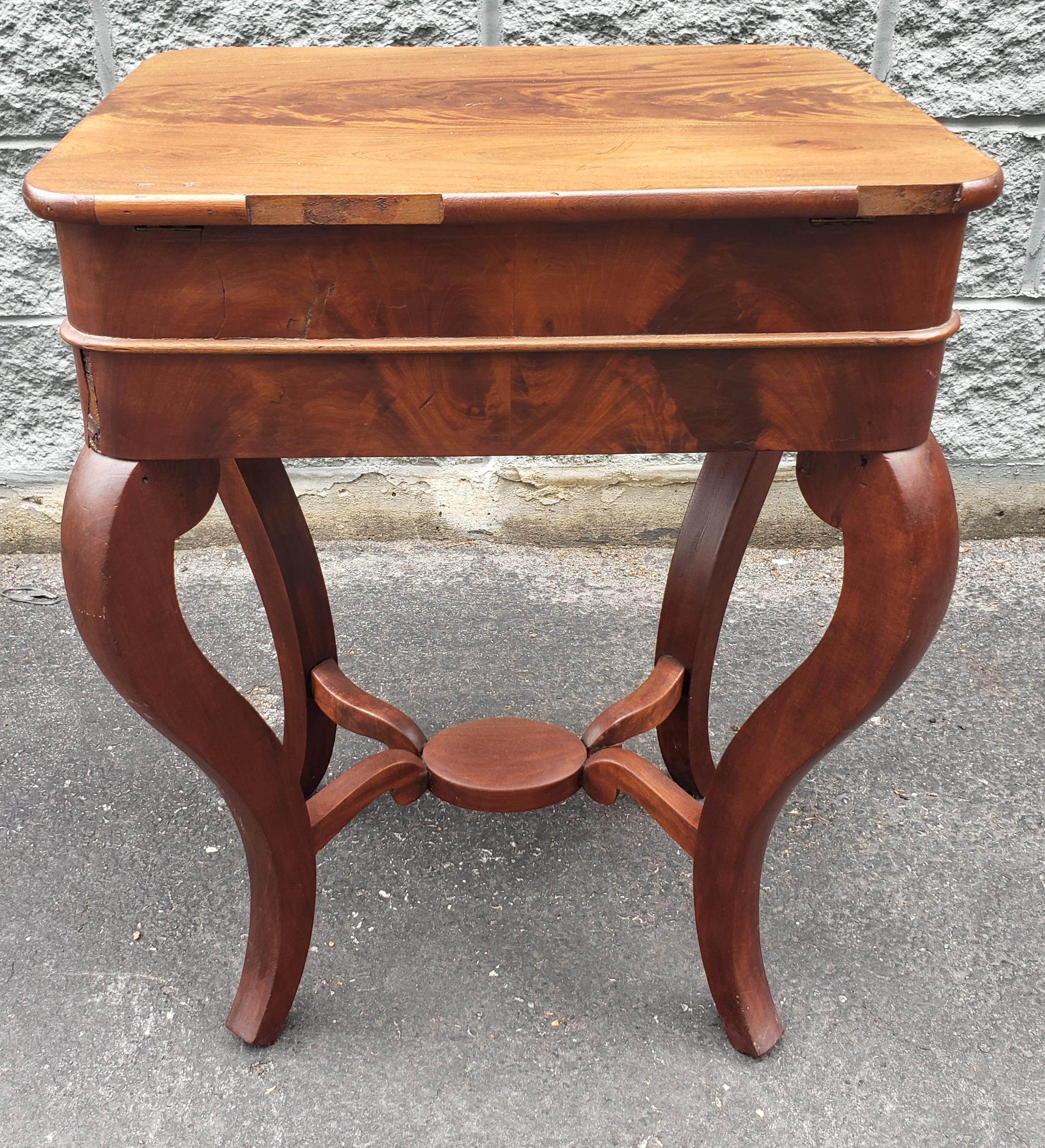 19th Century American Empire One-Drawer Flame Mahogany Sewing or Work Table For Sale 5