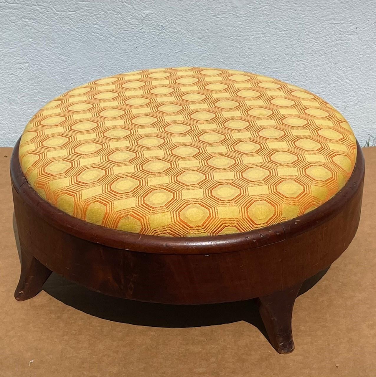 19th Century American Empire Round Upholstered Footstool. For Sale 3