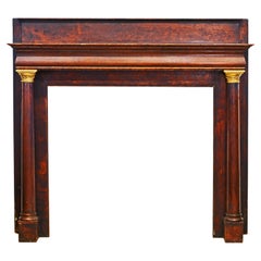 19th C. Southern Empire Style Walnut Fireplace Mantle with Classical Column
