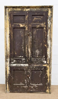 Monumental Antique American Country Farmhouse Painted Kitchen Cupboard