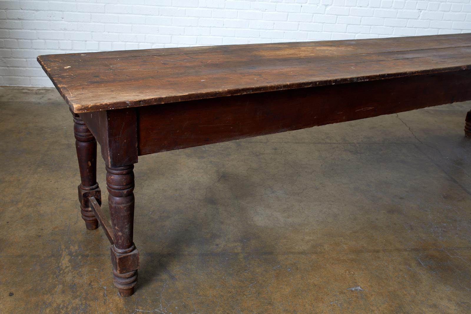 Hand-Crafted 19th Century American Farmhouse Work Table or Console For Sale