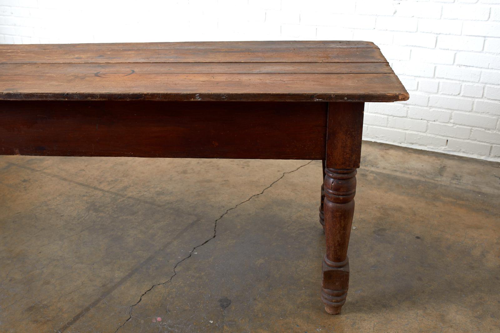 Wood 19th Century American Farmhouse Work Table or Console For Sale