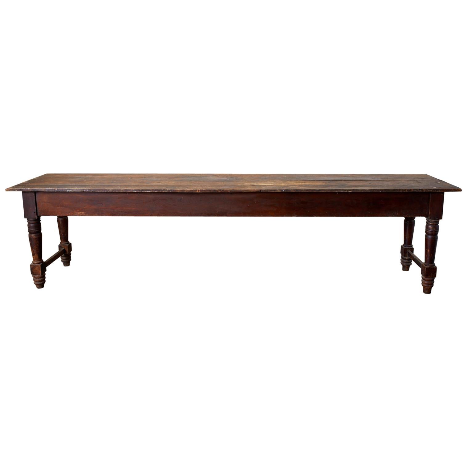 19th Century American Farmhouse Work Table or Console For Sale