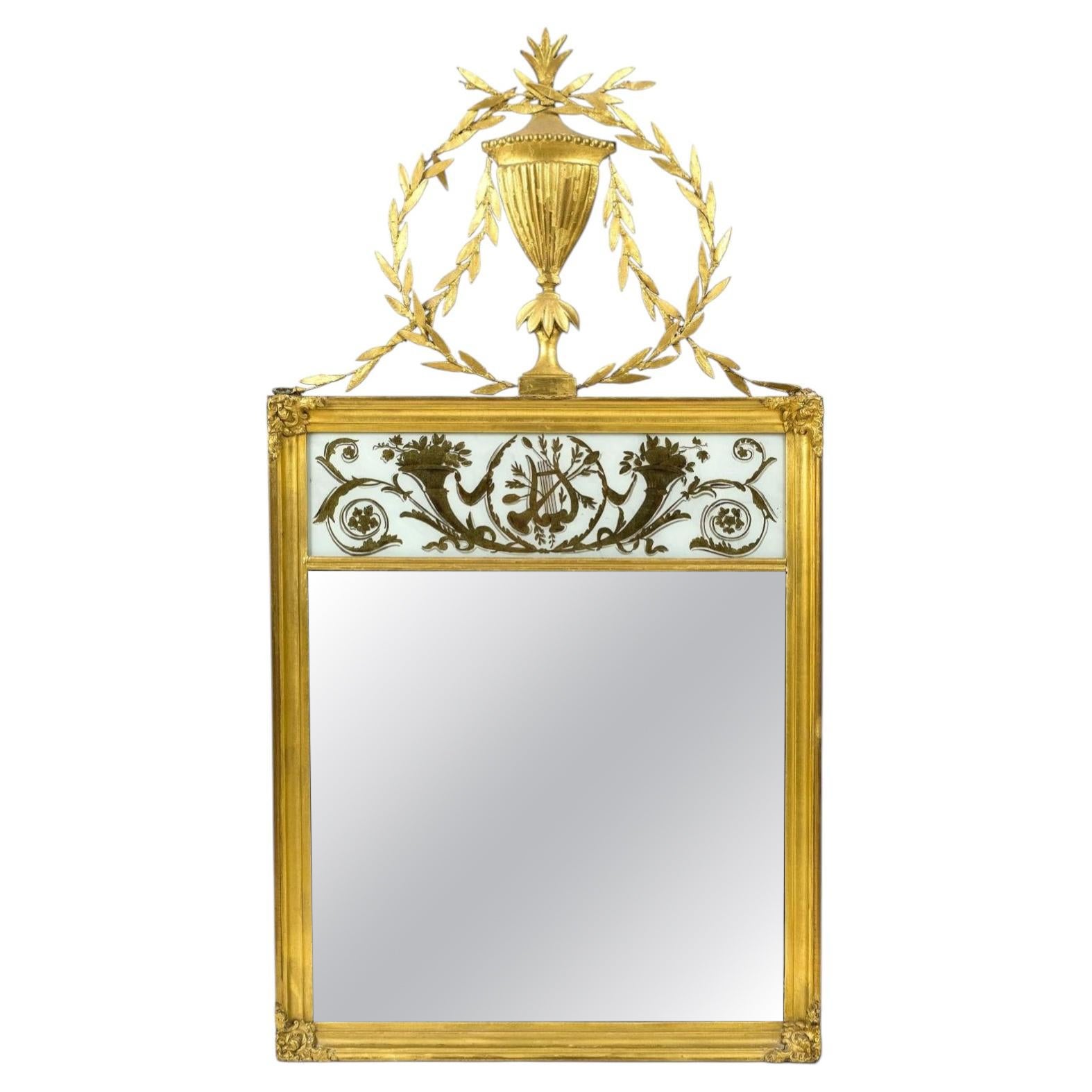 19th Century American Federal Eglomise Mirror For Sale