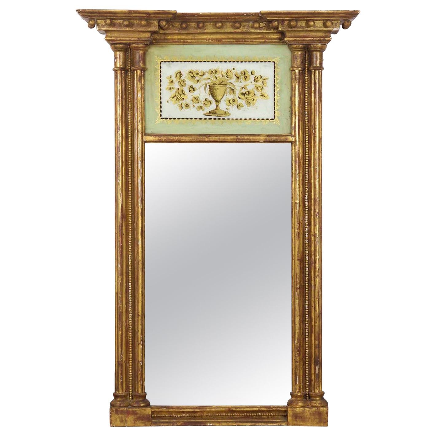 19th Century American Federal Giltwood Antique Pier Wall Mirror, New England