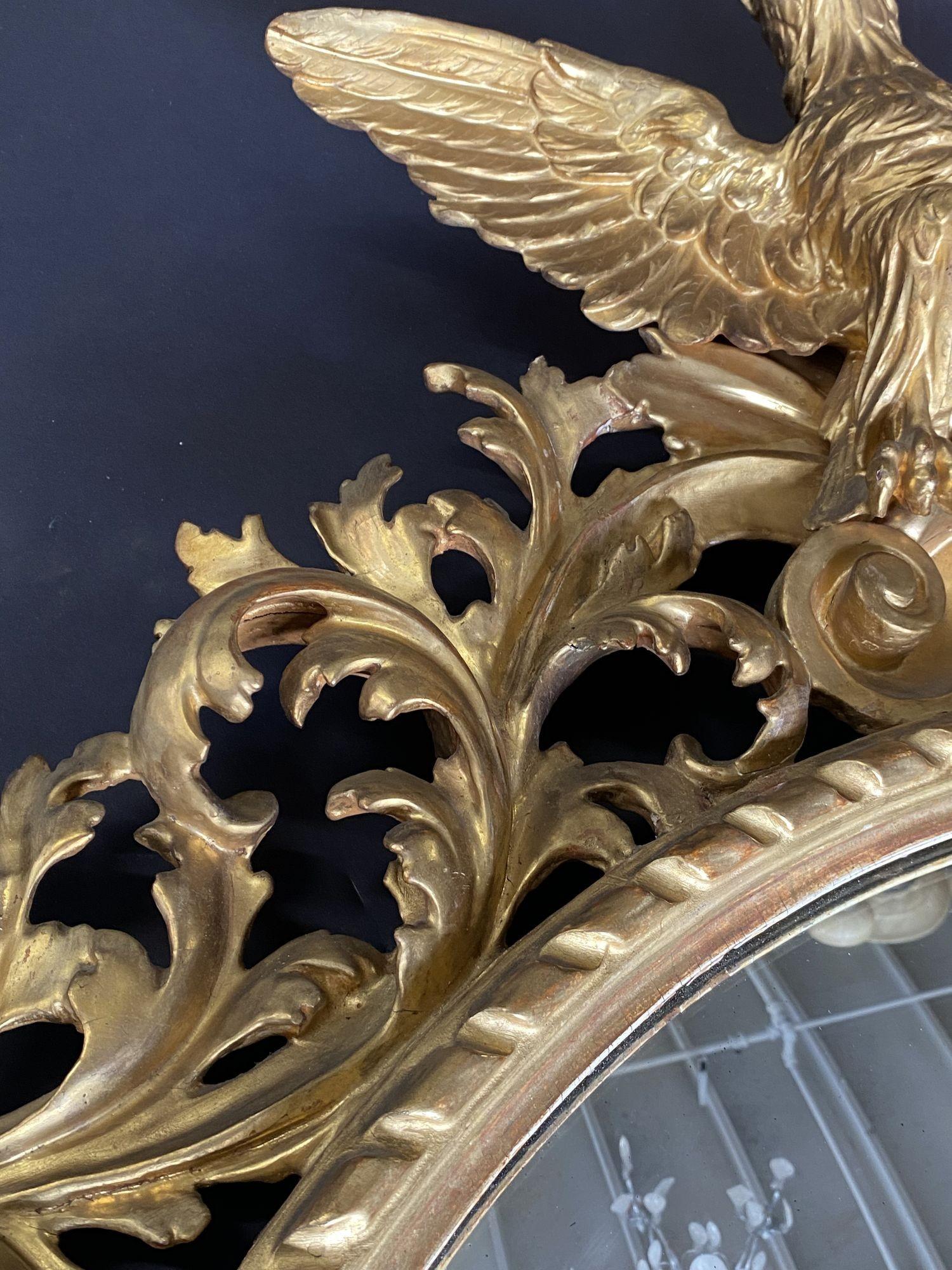 19th Century American Federal Large Full Eagle Bullseye Mirror In Good Condition For Sale In Los Angeles, CA
