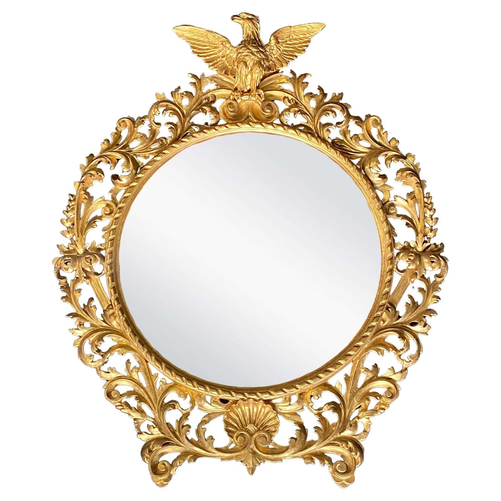 19th Century American Federal Large Full Eagle Bullseye Mirror For Sale