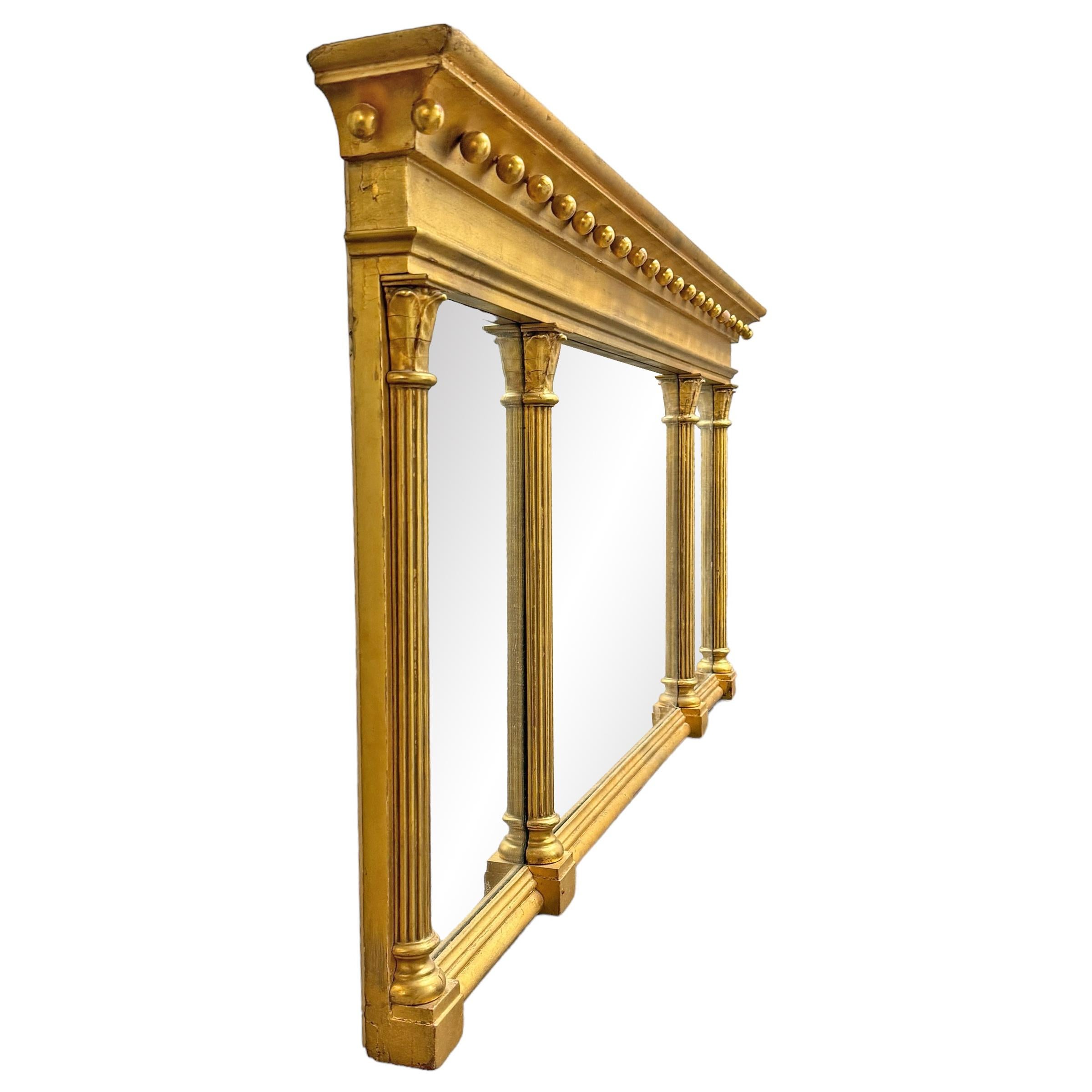 Giltwood 19th Century American Federal Style Overmantel Mirror For Sale