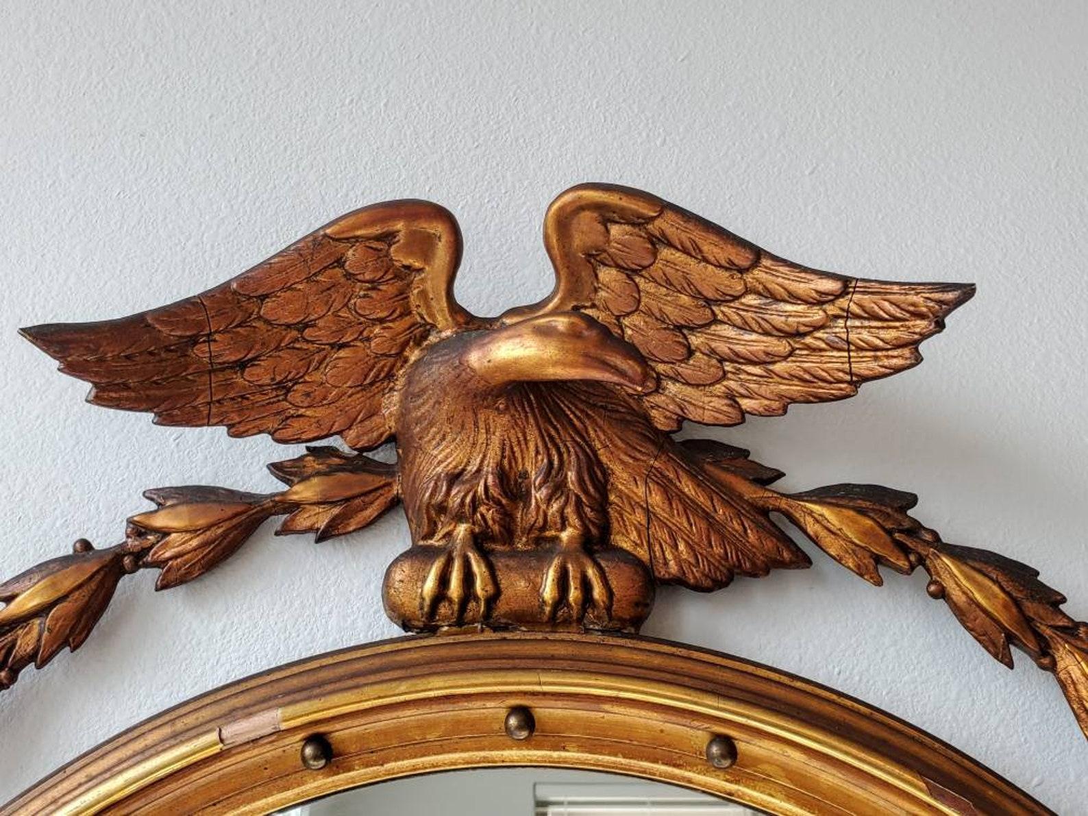 Gilt 19th Century American Federal Wall Mirror with Eagle Crest For Sale