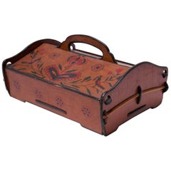 19th Century American Folk Art Hand Painted Poplar Sewing / Decorative Box