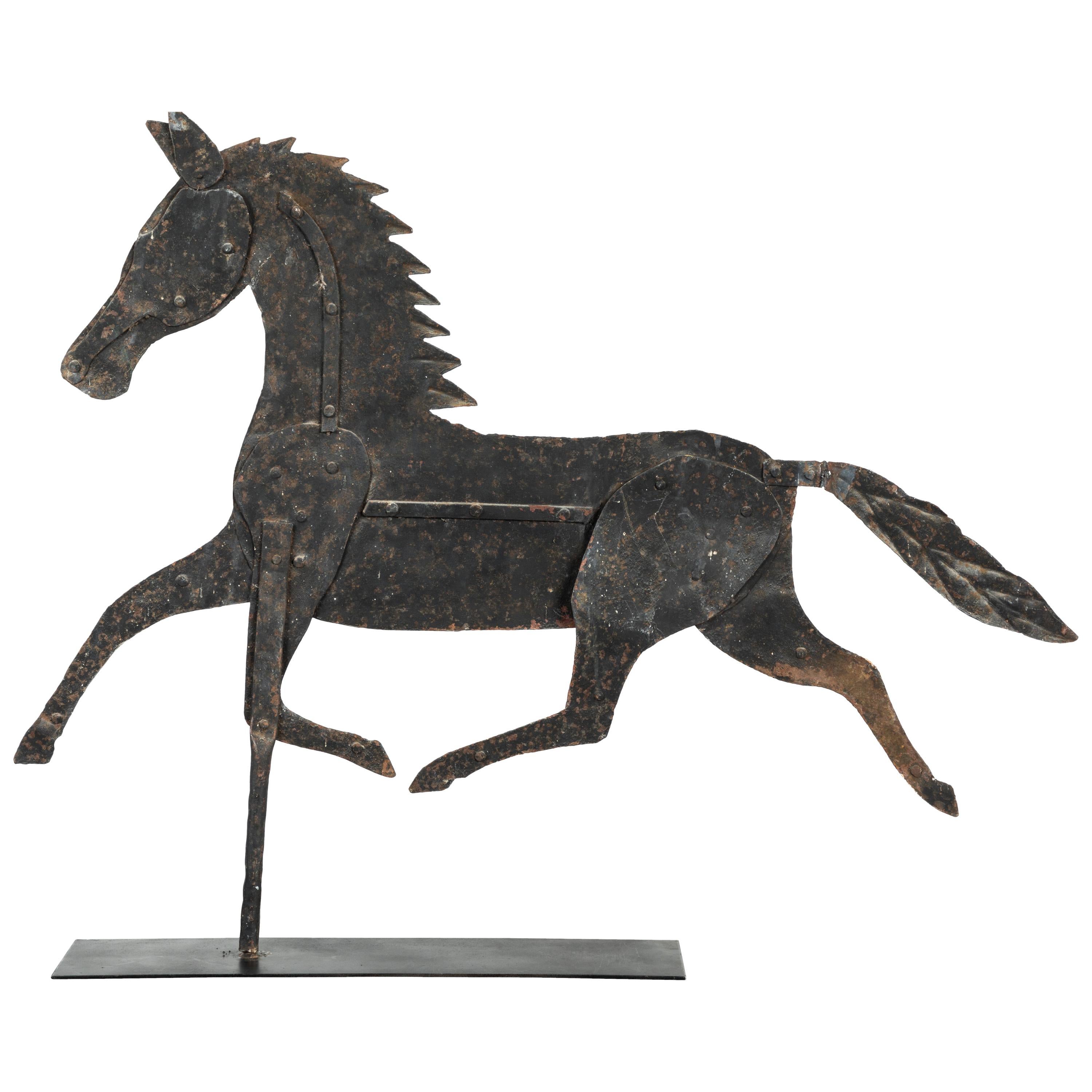 Girouette à cheval en fer d'art populaire américain du 19ème siècle