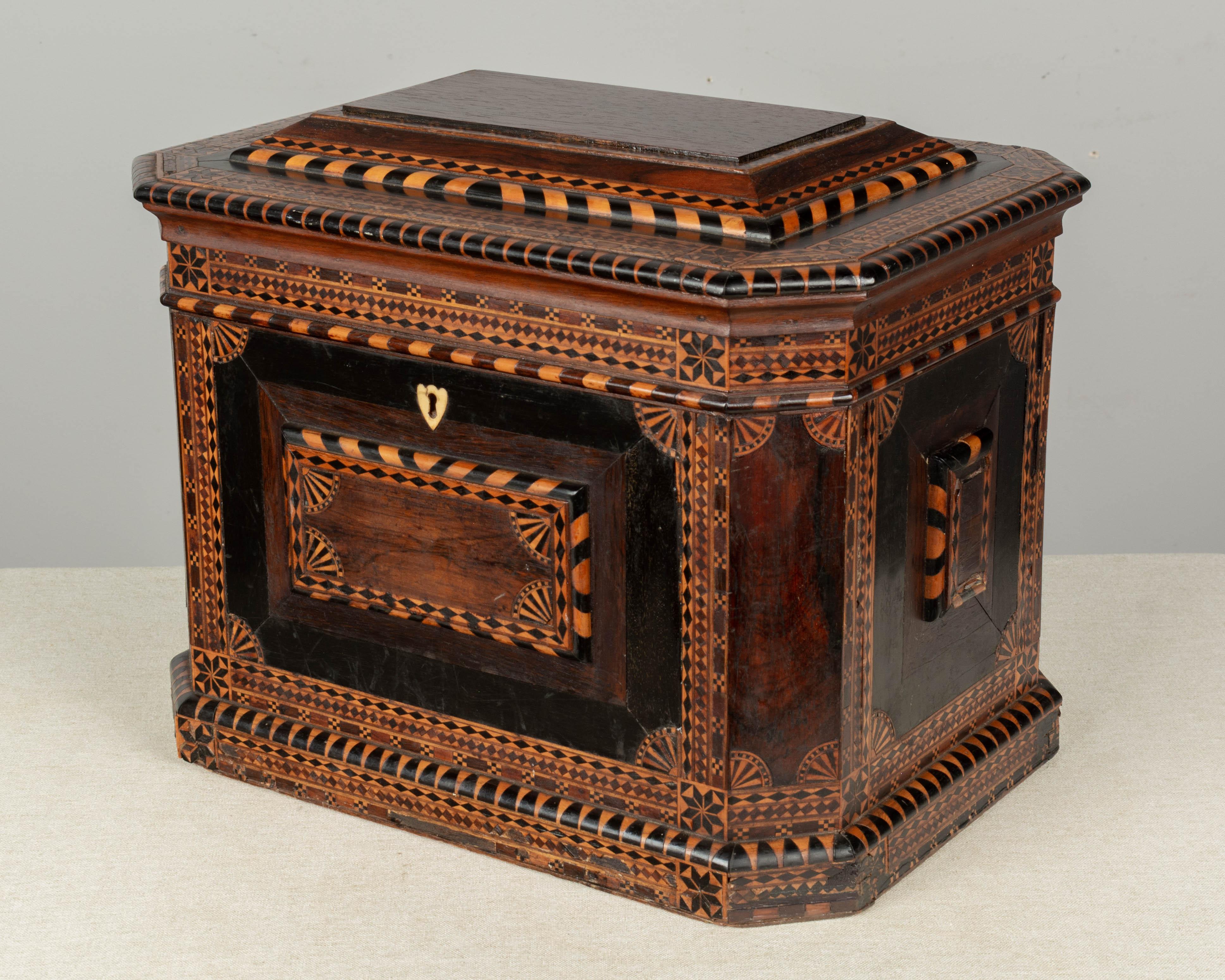 Velvet 19th Century American Folk Art Marquetry Box