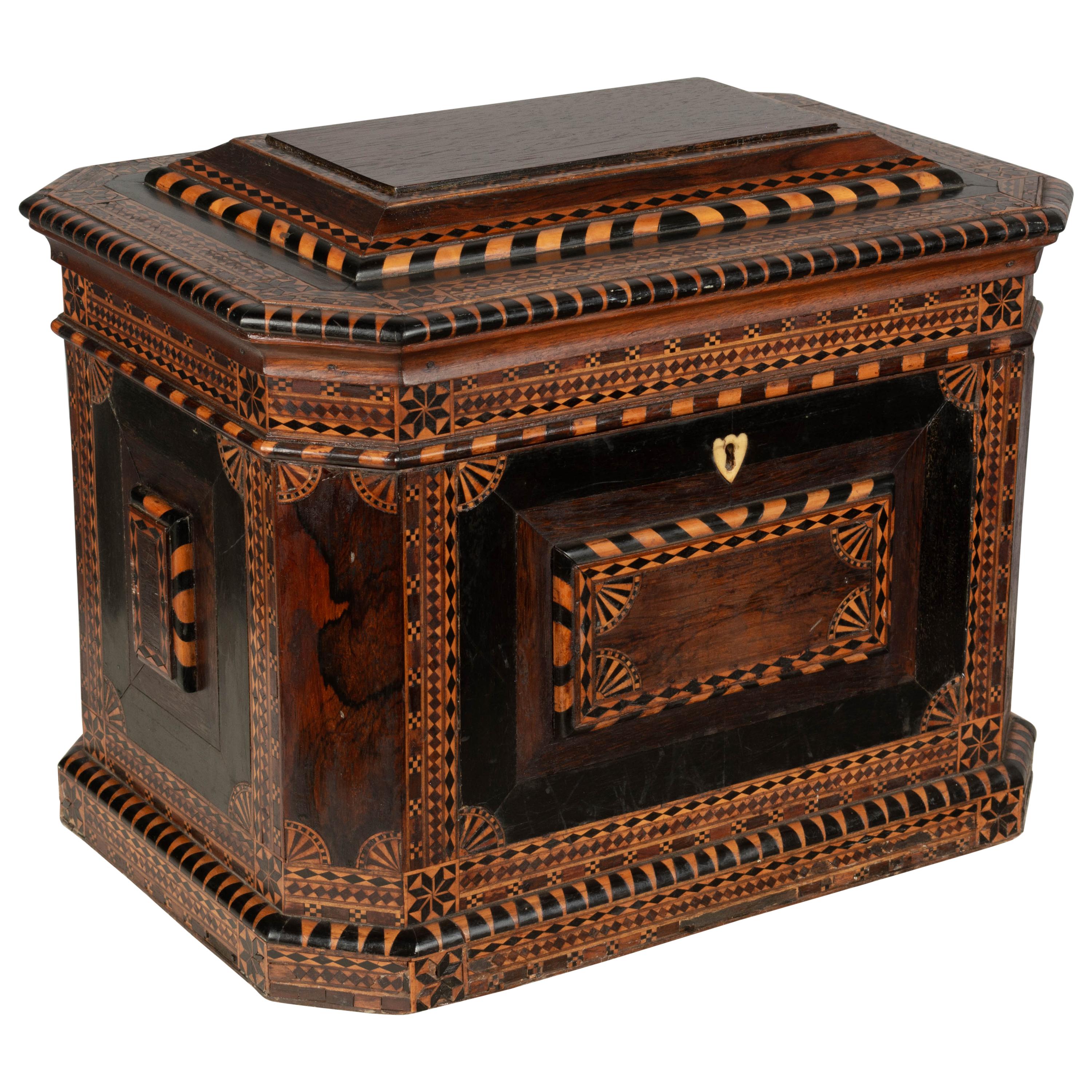 19th Century American Folk Art Marquetry Box