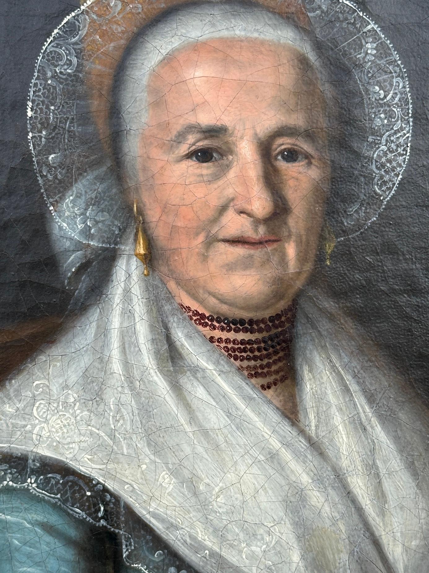 Folk Art americana del XIX secolo raffigurante una signora seduta con i suoi abiti della domenica - Painting Arte popolare di 19th century American Folk Art
