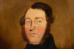19th Century American Folk Art Oil Portraits, Signed, Framed Pair