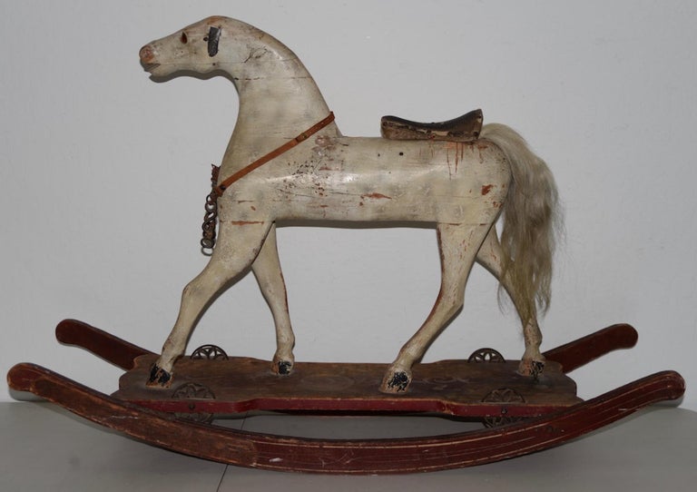 Wood 19th Century American Folk Art Rocking Horse For Sale