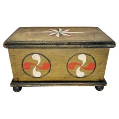 19th Century, American Folk Art Signed York PA Pinwheel Paint Decorated Box
