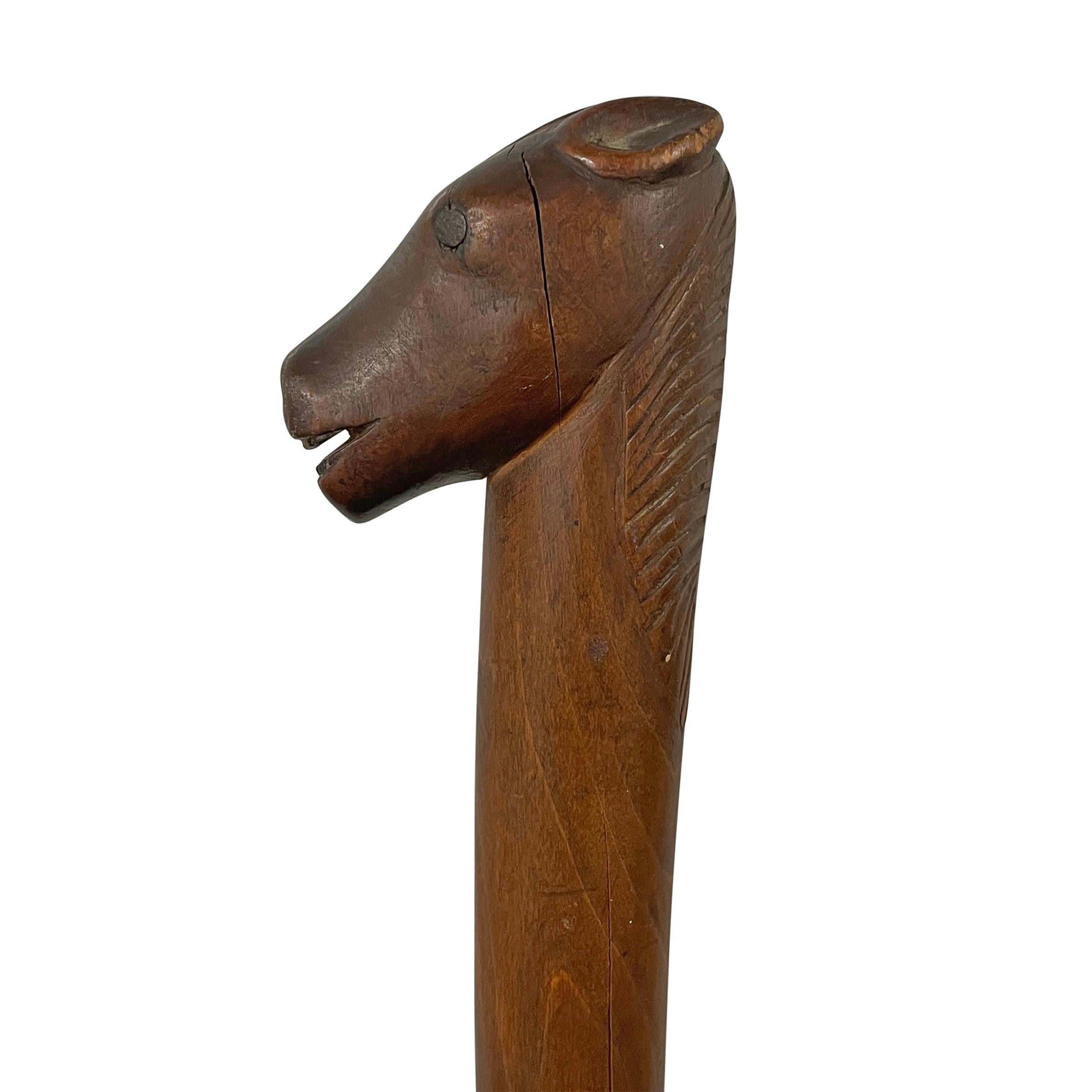 19th Century American Folk Art Walking Stick on Custom Wall Mount In Good Condition In Chicago, IL