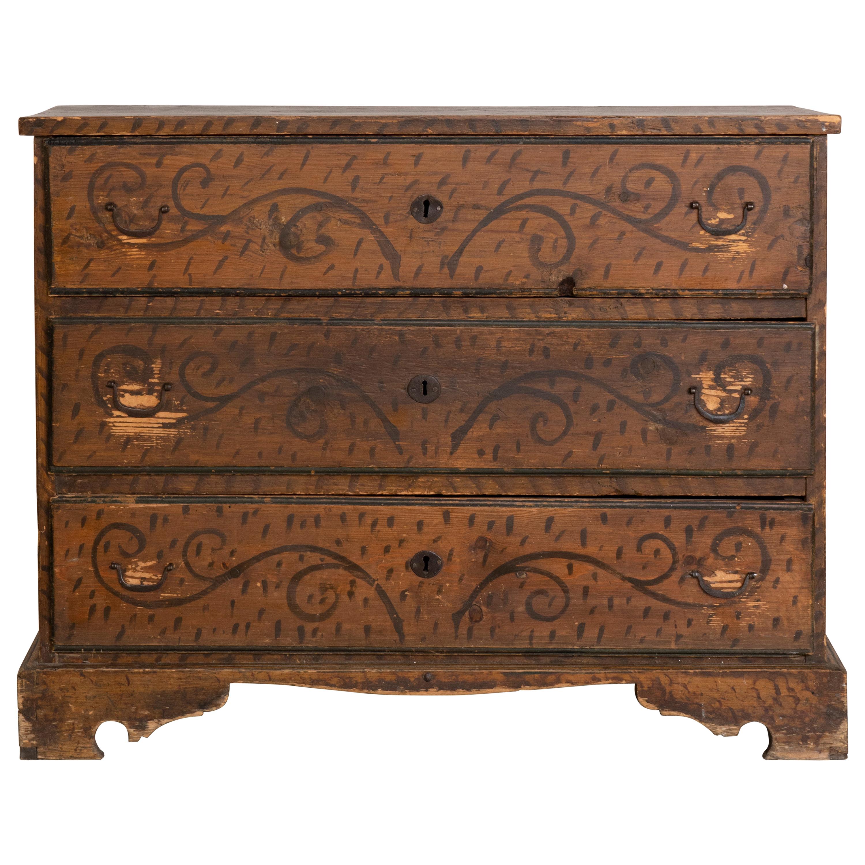 19th Century American Folk Painted Chest of Drawers