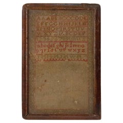 19th Century American Framed Alphabet Embroidery Sampler