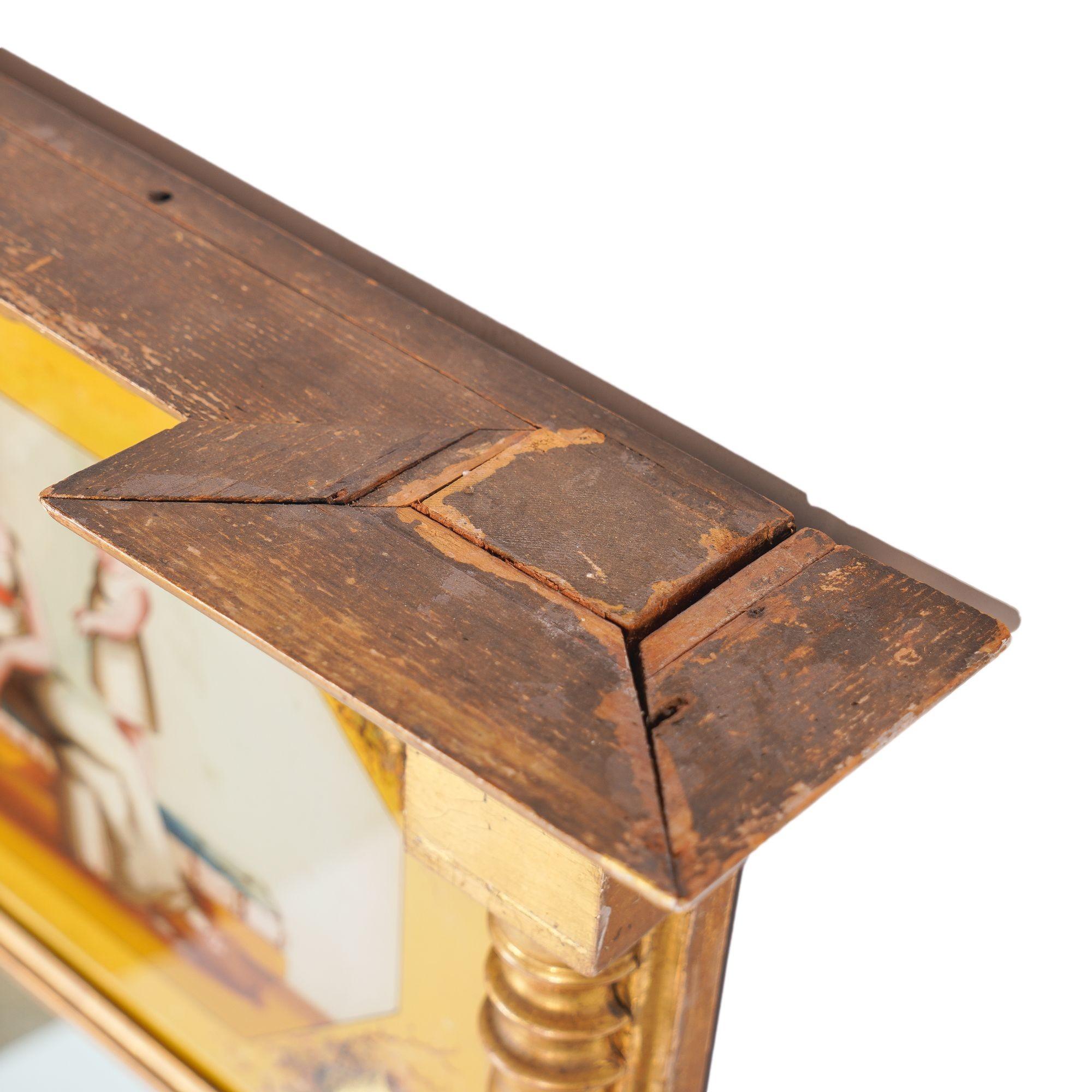 Émail Miroir de tabernacle américain doré avec églomisé, vers 1820 en vente
