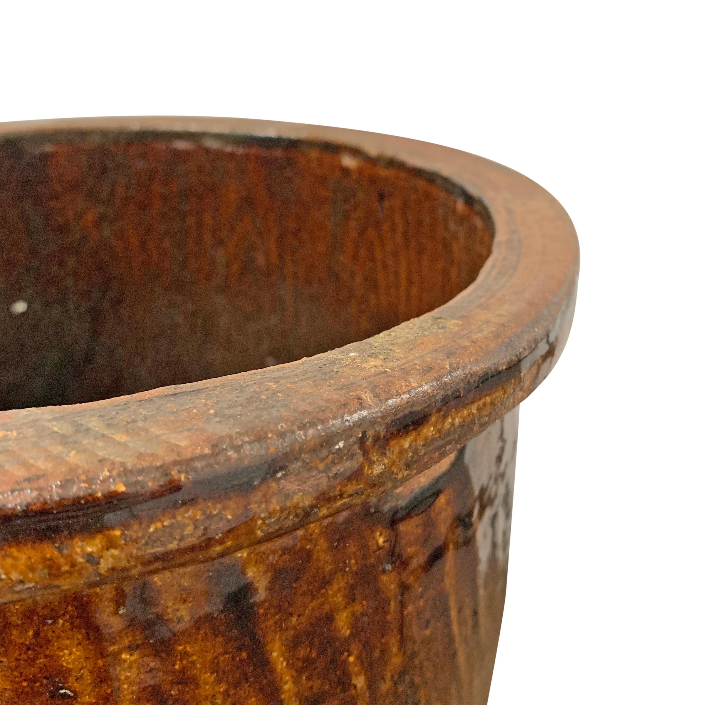19th Century American Glazed Stoneware Jar For Sale 2