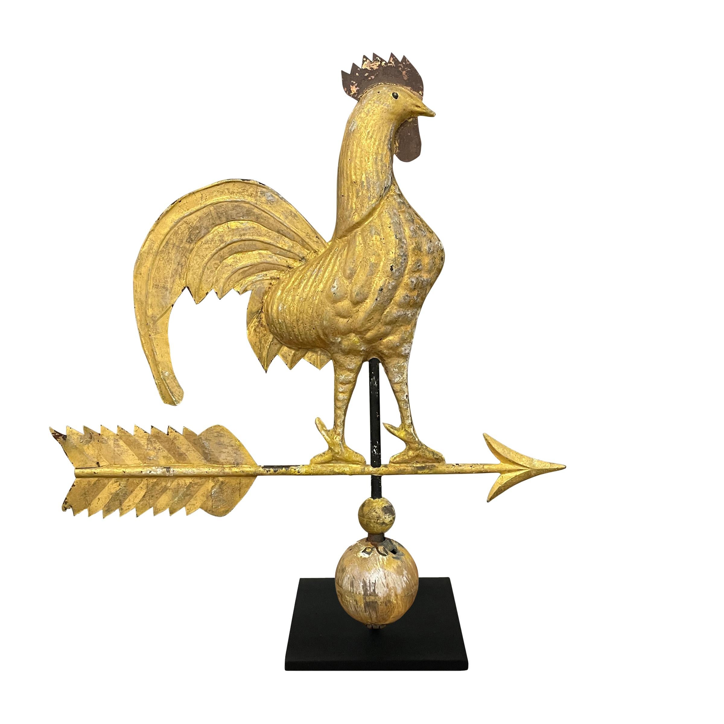 Gilt 19th Century American Golden Rooster Weathervane