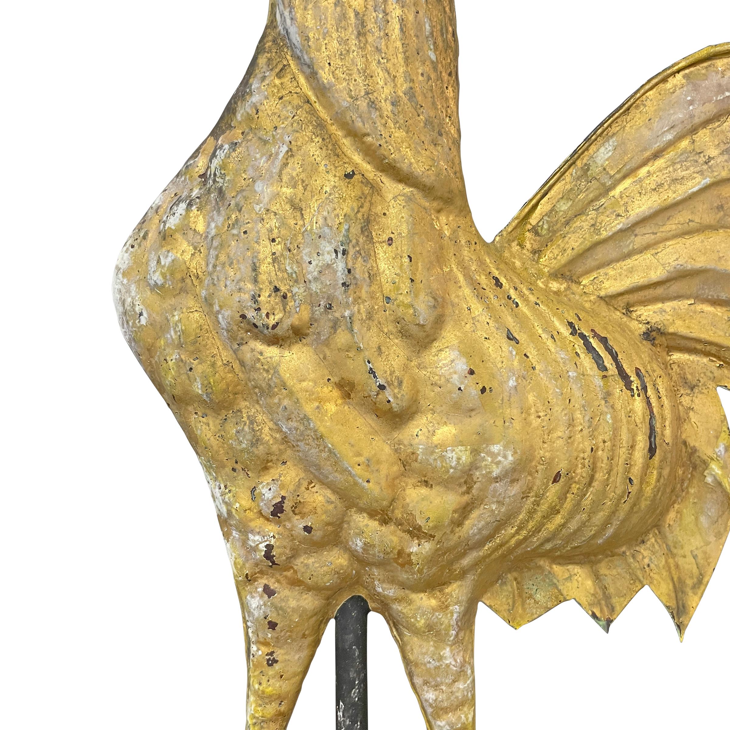 19th Century American Golden Rooster Weathervane 2