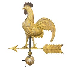 19th Century American Golden Rooster Weathervane