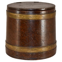 Boîte à couvercle peinte au grain du 19e siècle en Amérique